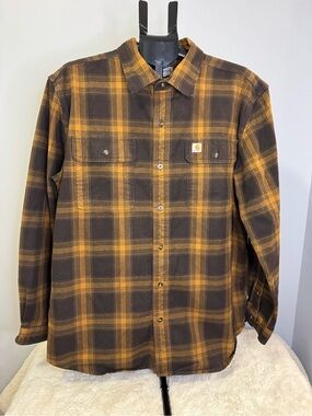 Carhartt Brown & Mustard Plaid  Men’s Large